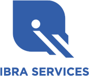 Logo de IBRA Services - Un logo bleu avec un symbole stylisé et le texte 'IBRA Services' en dessous.
